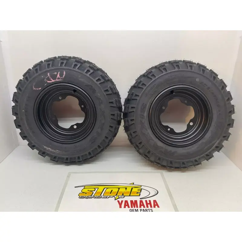FRONT ALUMINUM BLACK WHEELS & MAXXIS TIRE 10X5.5 YAMAHA RAPTOR 700 4/156 21X7X10