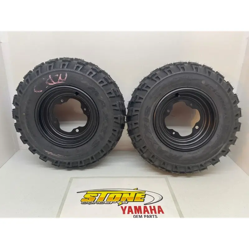 FRONT OEM BLACK WHEELS & MAXXIS TIRES 10X5.5 YAMAHA WARRIOR 350 4/156 21X7X10