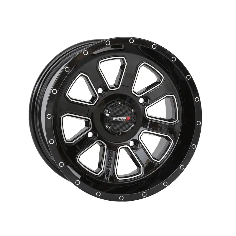 SYSTEM 3 ST4 WHEEL 14X7 4 3 ( 10MM) 4/110 GLOSS BLACK/MACHINED