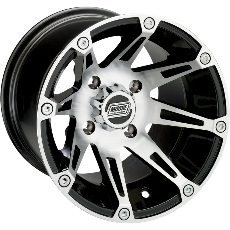 Moose offroad Wheel - 387X - Front - Machined Black - 12x7 - 4/136 - 4 3 Kawasaki/Can-Am/Honda