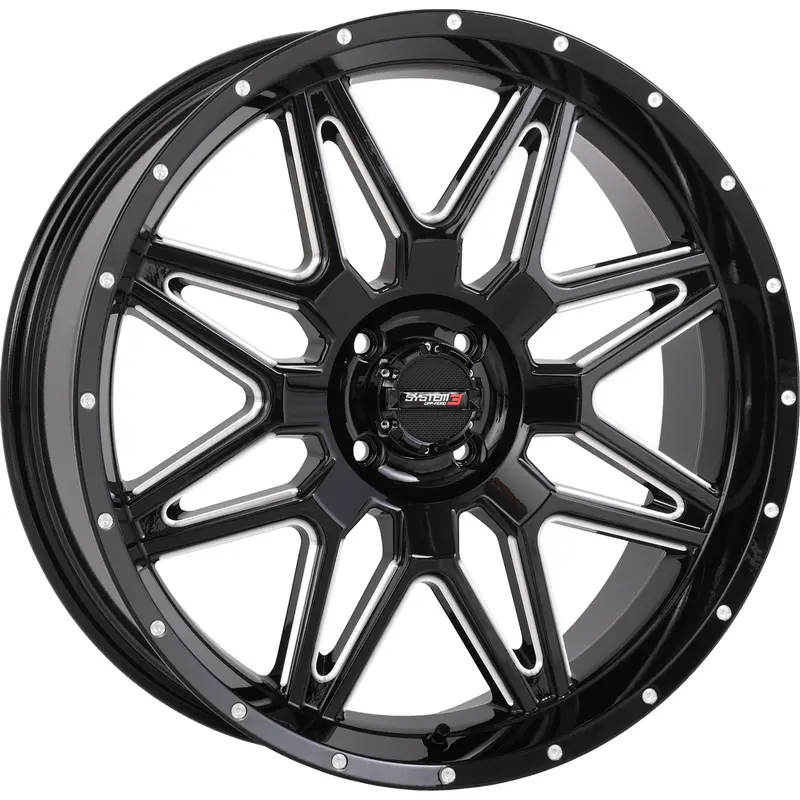 SYSTEM 3 ST7 WHEEL 20X7 4 3 ( 10MM) 4/110 GLOSS BLACK MILLED
