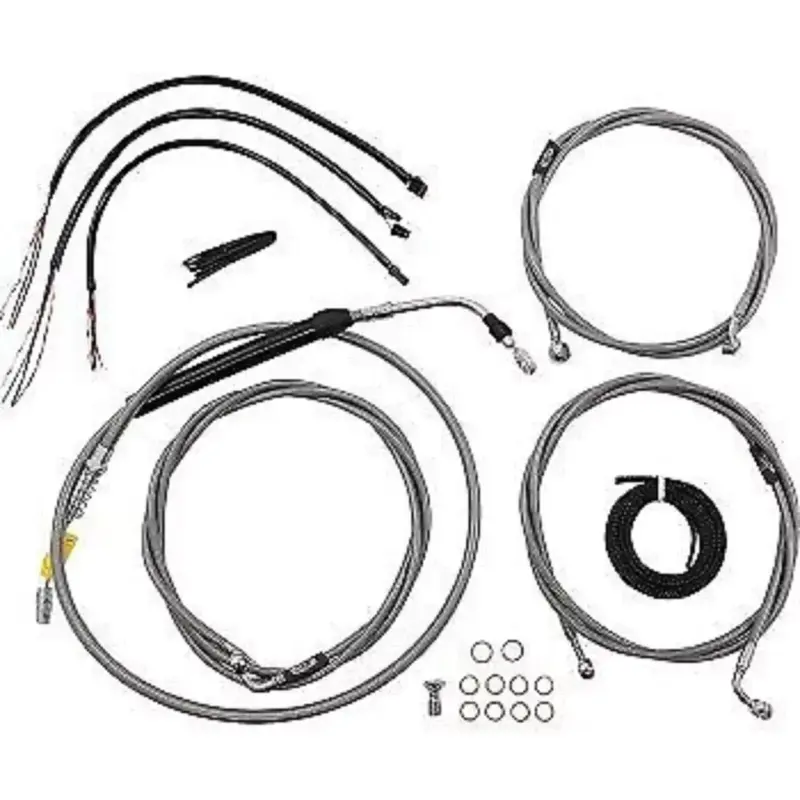 LA CHOPPERS LA-8056KT2-13 Complete Stainless Braided Handlebar Cable/Brake Kit