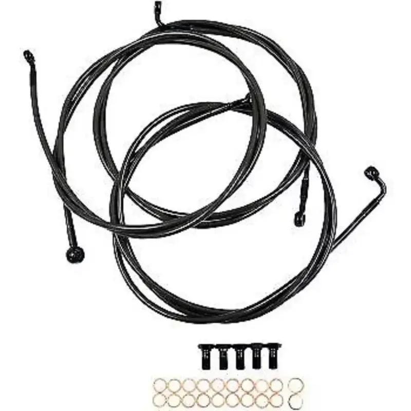 LA CHOPPERS Black Midnight Braided Brake Line Kit