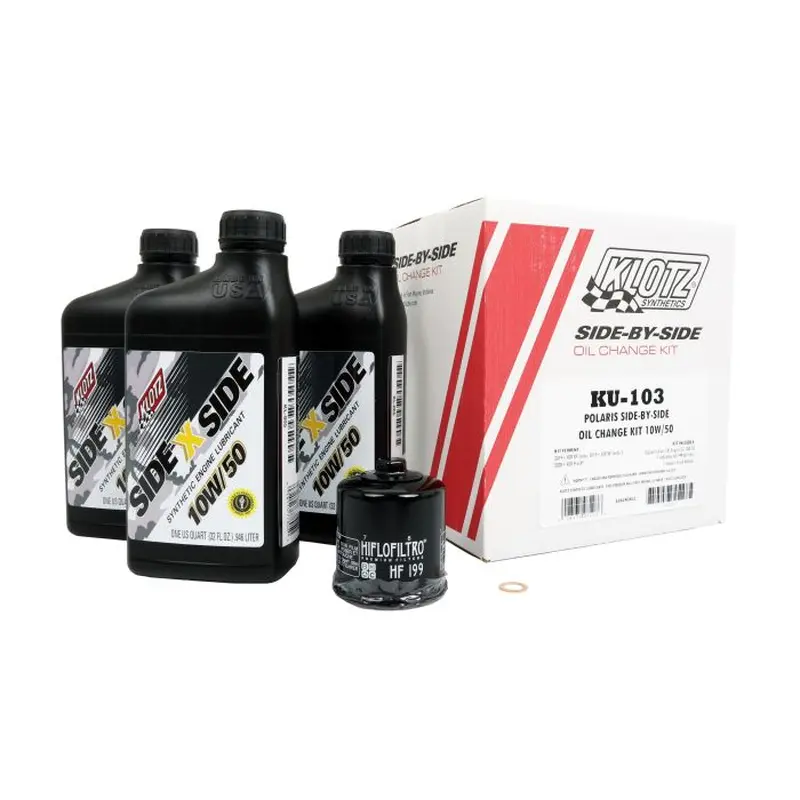 Klotz Synthetic 10W/50 Oil Change Kit with Hiflo Filter For Polaris RZR XP Turbo