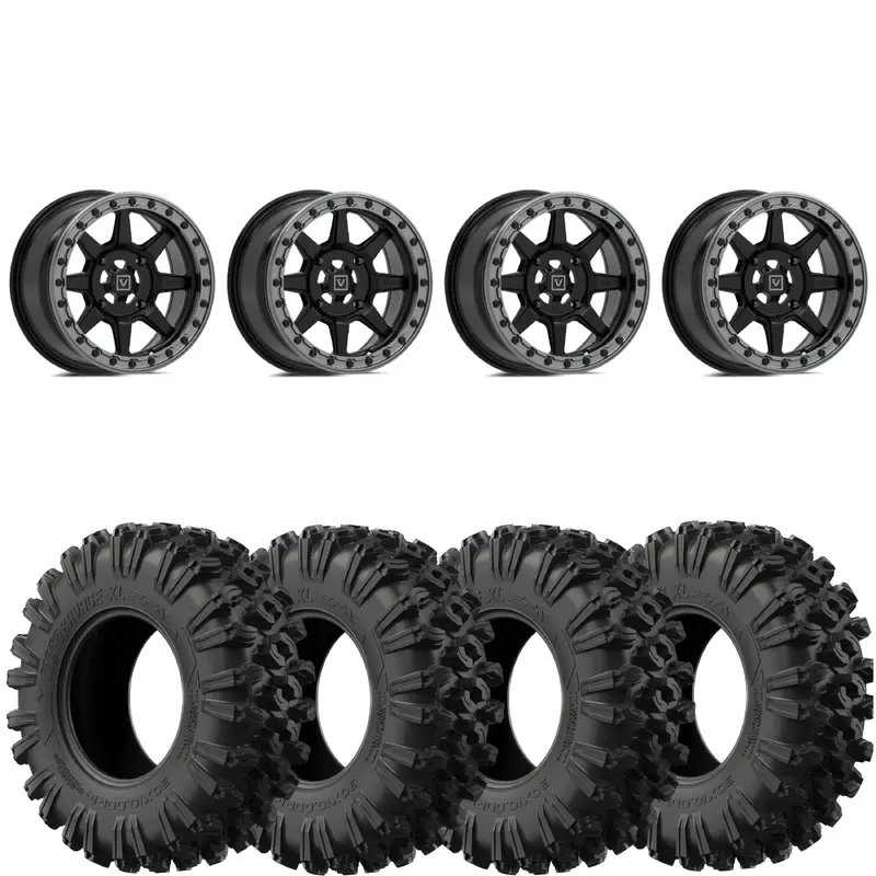 Valor Offroad V13 Satin Black 4/156 4+3 beadlocks on EFX MotoRavage XL