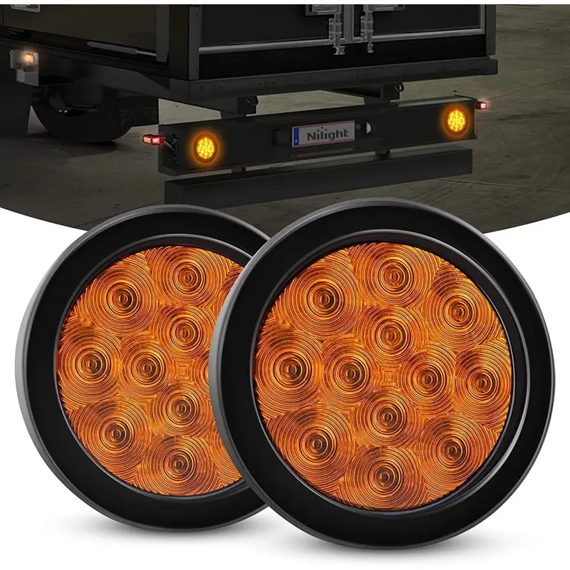 4 Inch Amber Round 12Leds Tail Light (Pair)