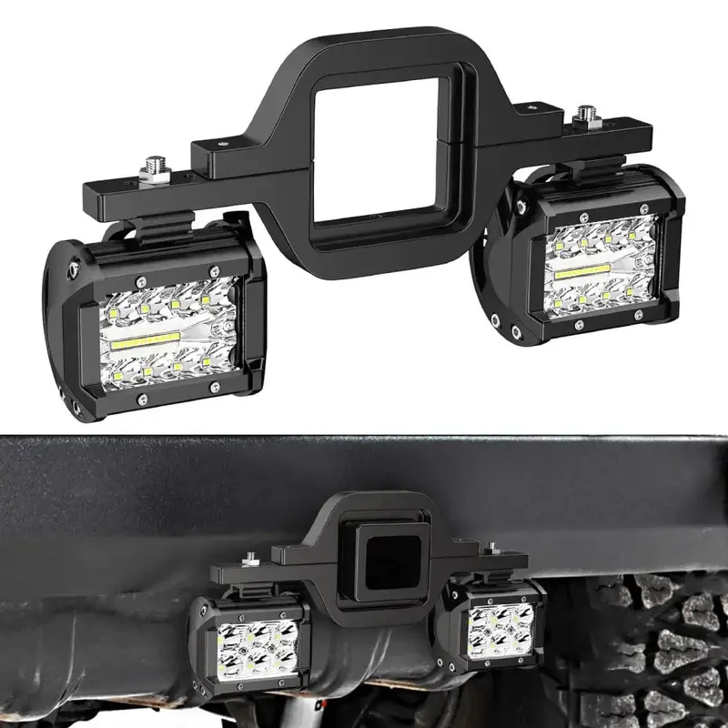 4 Inch 60W Triple Row Spot Flood Led Pods (Pair) | 2.5 Inch Tow Hitch Mount