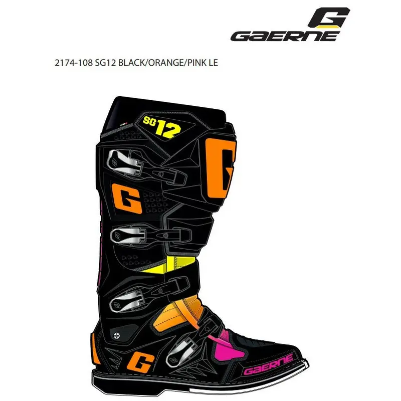 GAERNE SG-12 Le Boots Black/Orange/Pink Size 08