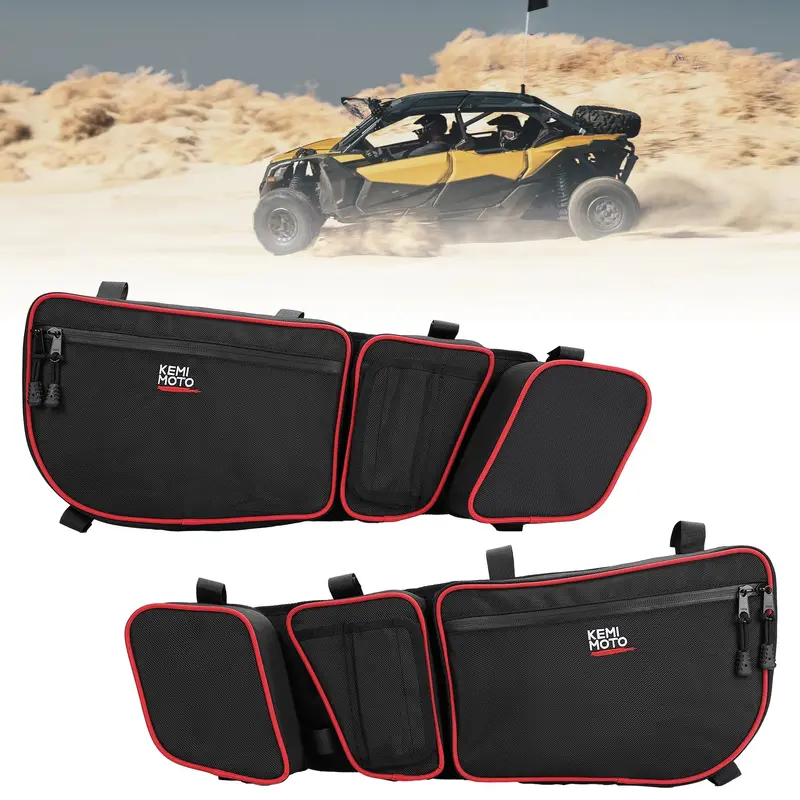 Door Bags with Removable Knee Pads for Can-Am Maverick X3 - Red
