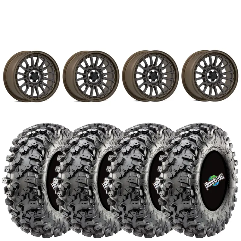 Valor V14 Root Beer 15x7 5+2 4X137 on Maxxis Carnivore RT 32x10-15 8-ply