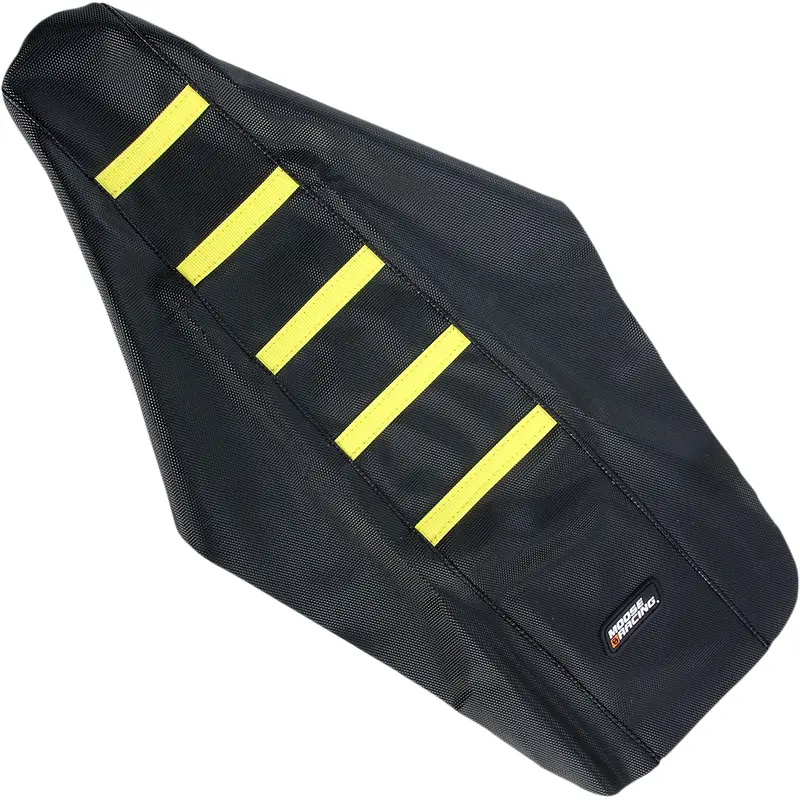 MOOSE RACING Ribbed Seat Cover - Black Cover/Yellow Ribs - Suzuki RM12501-331RT