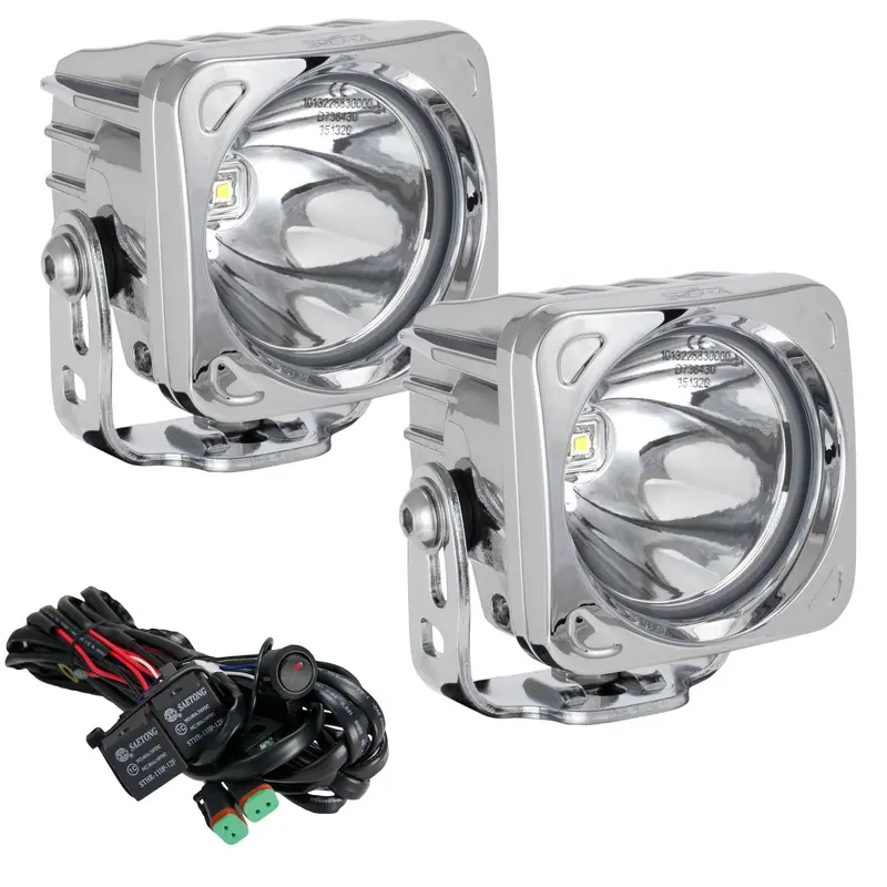 3" Optimus Chrome Square 10 Beam LED Light Kit