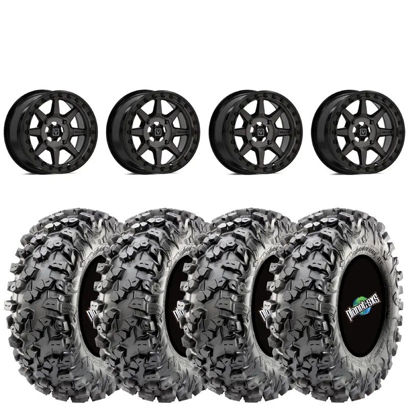 Valor V13 Beadlock Dark Tint 15x7 4+3 4X156 on Maxxis Carnivore RT 30x10-15 8-ply