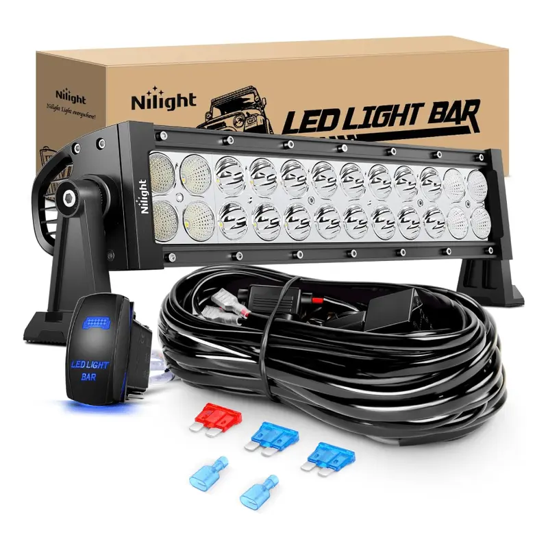 13.5 Inch 72W Double Row Spot Flood Led Light Bar | 16AWG Wire 5Pin Switch