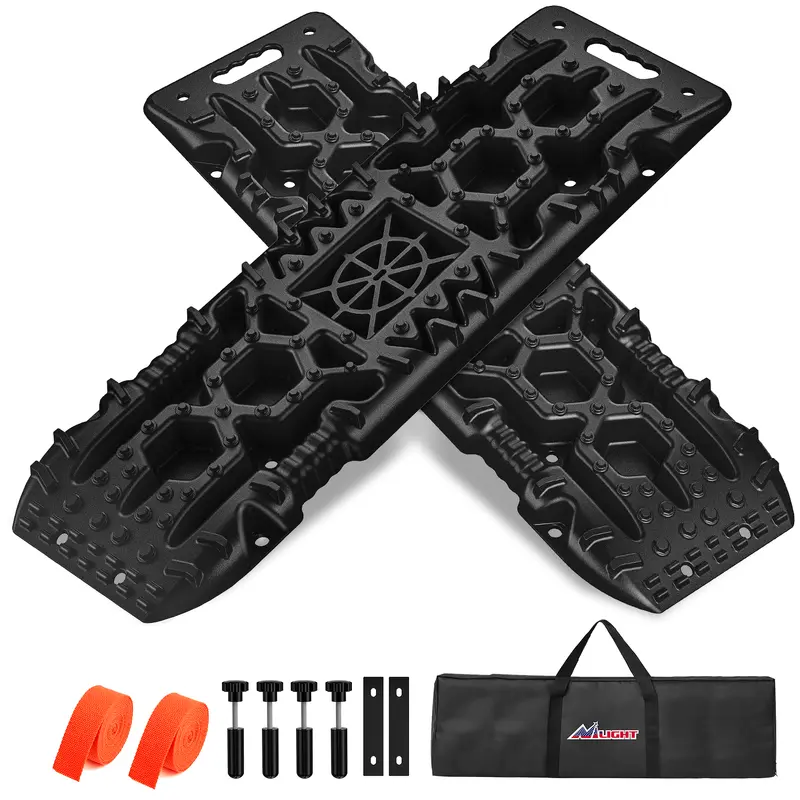 Off-Road Recovery Traction Boards For 4WD 4X4 with Jack Lift & Carry Bag (Black)