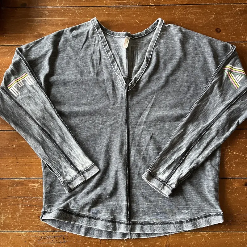 Free People Fp Movement Sweatshirt Distressed Womens S P Acid Wash Black
