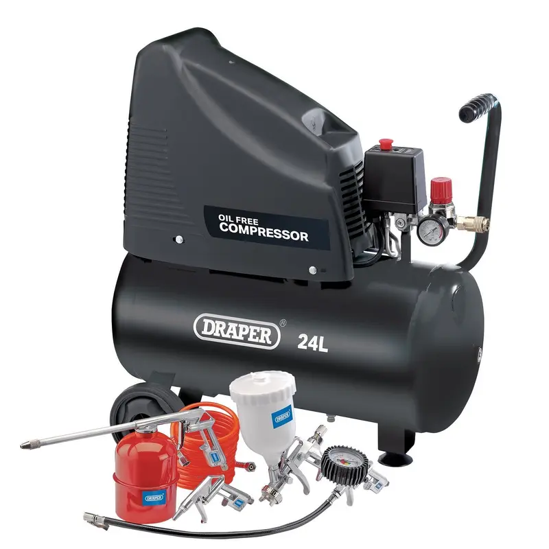 Draper 230V Oil-Free Compressor And Air Tool Kit, 24L - DA25/19/K
