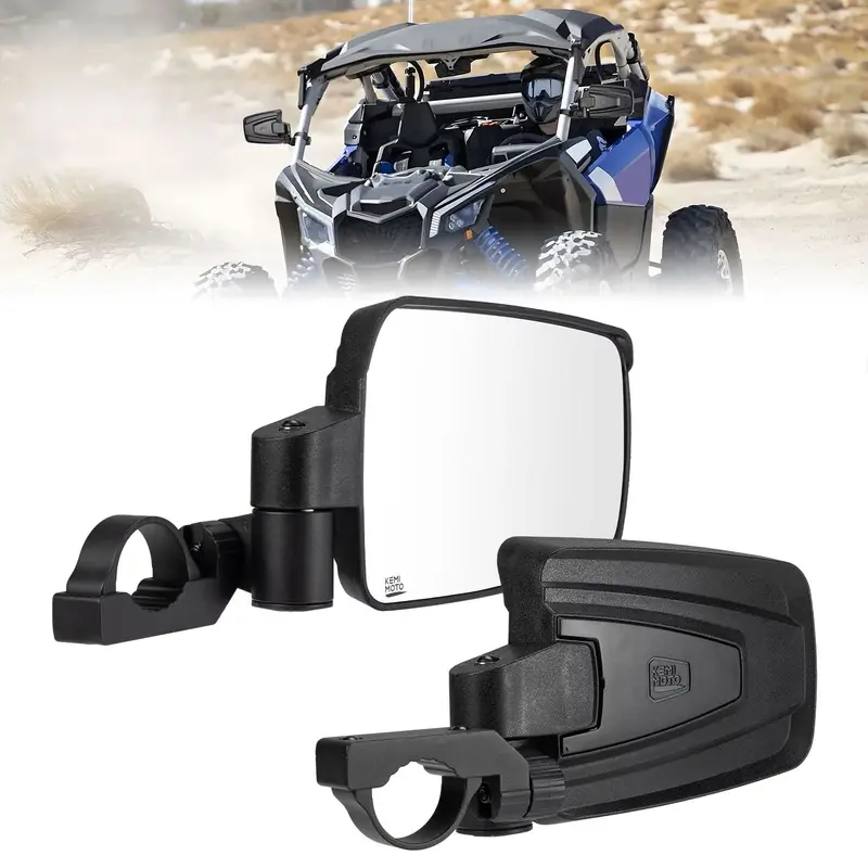 UTV Side Mirrors with Spring Back Feature for 1.65-2 Inch Roll Bars