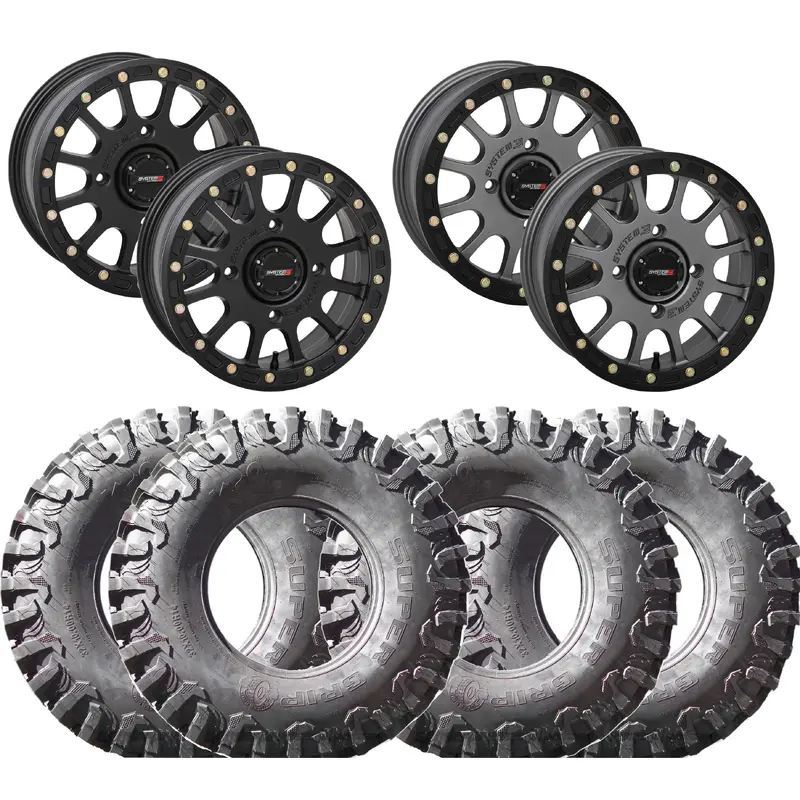  System 3 SB5 Beadlock Wheels on SuperGrip XT Tires  4/137 Bolt Pattern