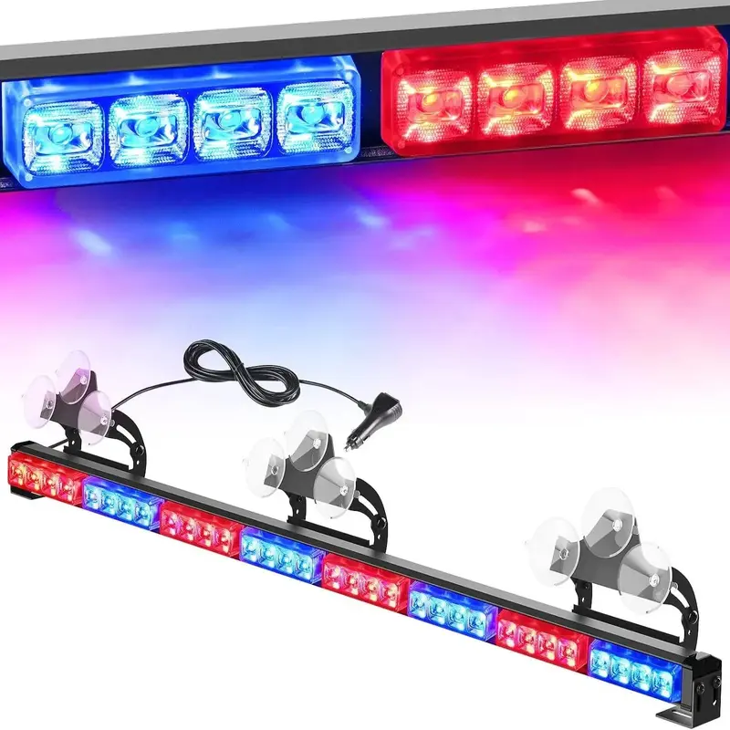 35 Inch 32 Leds Traffic Advisor Strobe Blue Red Light Bar