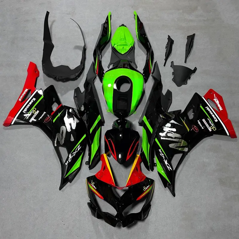 Amotopart 2019-2025 Kawasaki Ninja ZX-25R ZX-4R ZX-4RR Black Green Fairing Kit