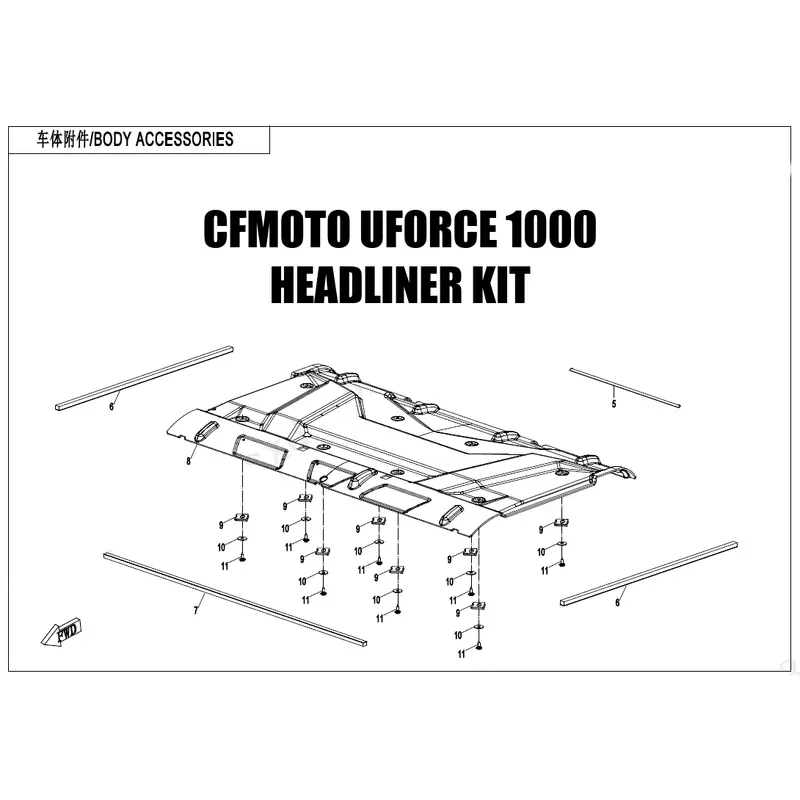 CFMOTO - UFORCE 1000 - FELT HEADLINER KIT