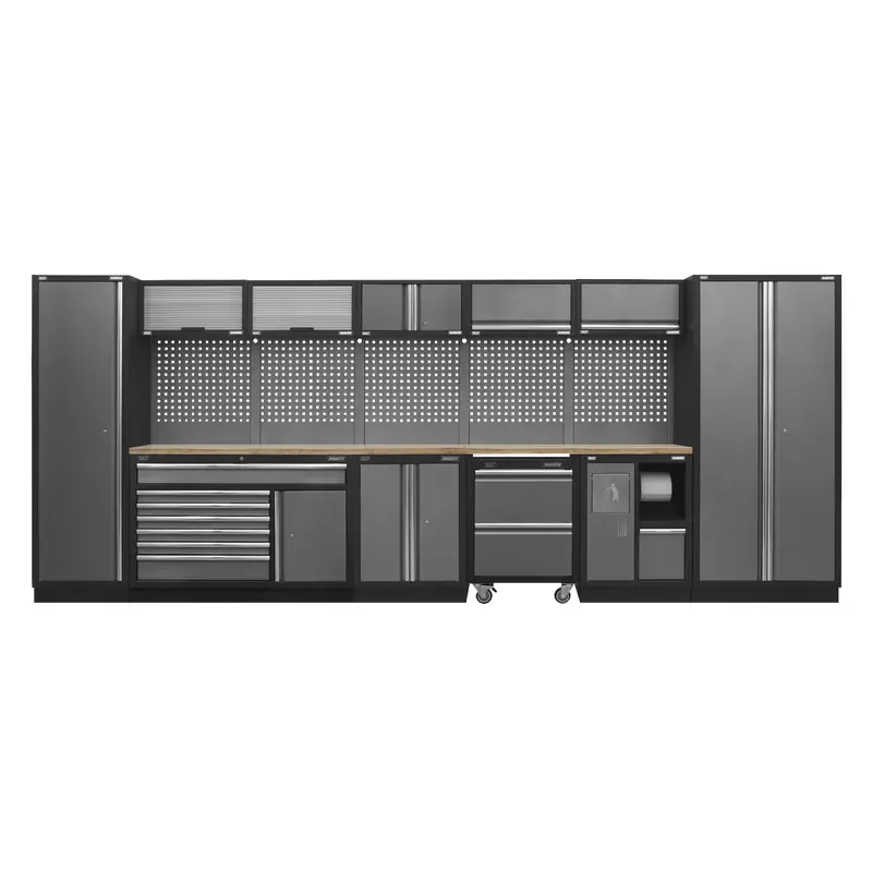 Superline PRO 4.9m Storage System - Pressed Wood Worktop - APMSSTACK15W