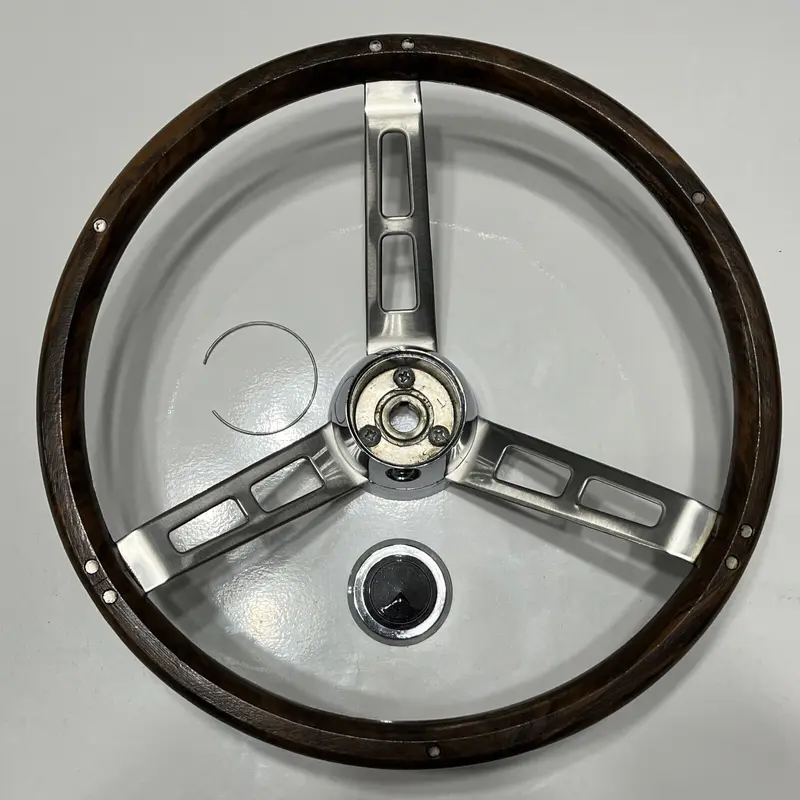 Vintage Simulated Wood Grain Steering Wheel 3 Spoke Marine Boat
