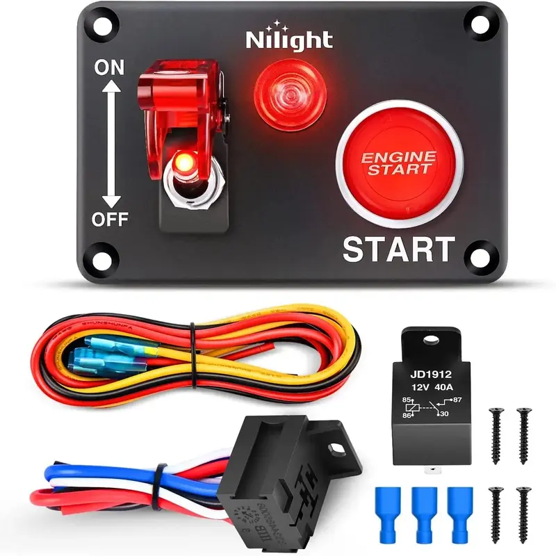 2 in 1 Racing Car Ignition Rocker Switch Panel