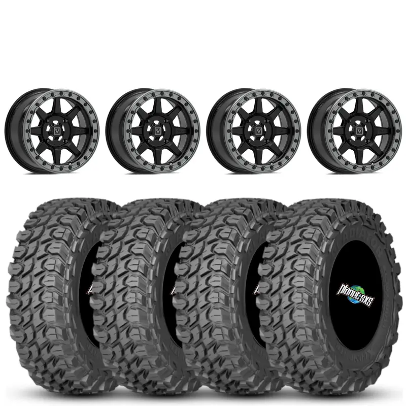Valor V13 Beadlock 15X7 Satin Black 4+3 4/156 on Gladiator X Comp 10 Ply 32x10-15