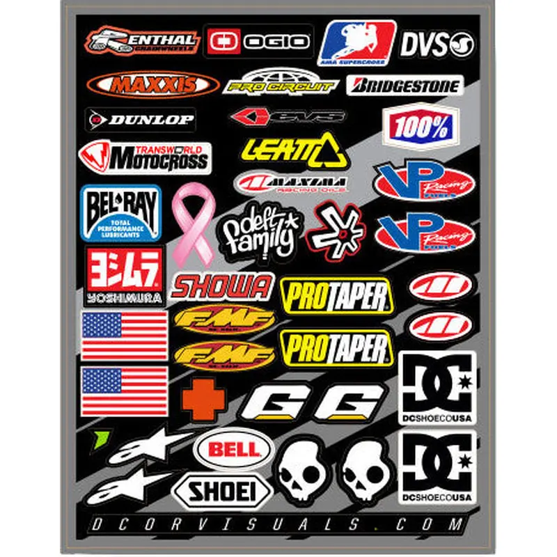 D'COR HELMET LOGOS DECAL SHEET 9.5"X12" 40-90-104