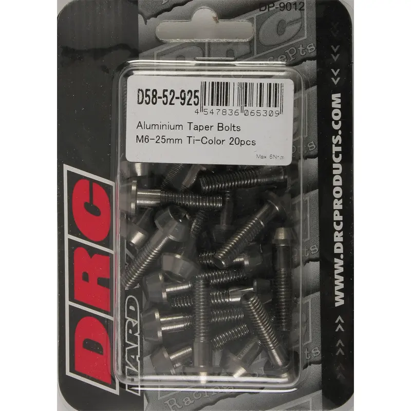 DRC ALUMINUM TAPER BOLTS TITANIUM M6X25MM 20/PK D58-52-925